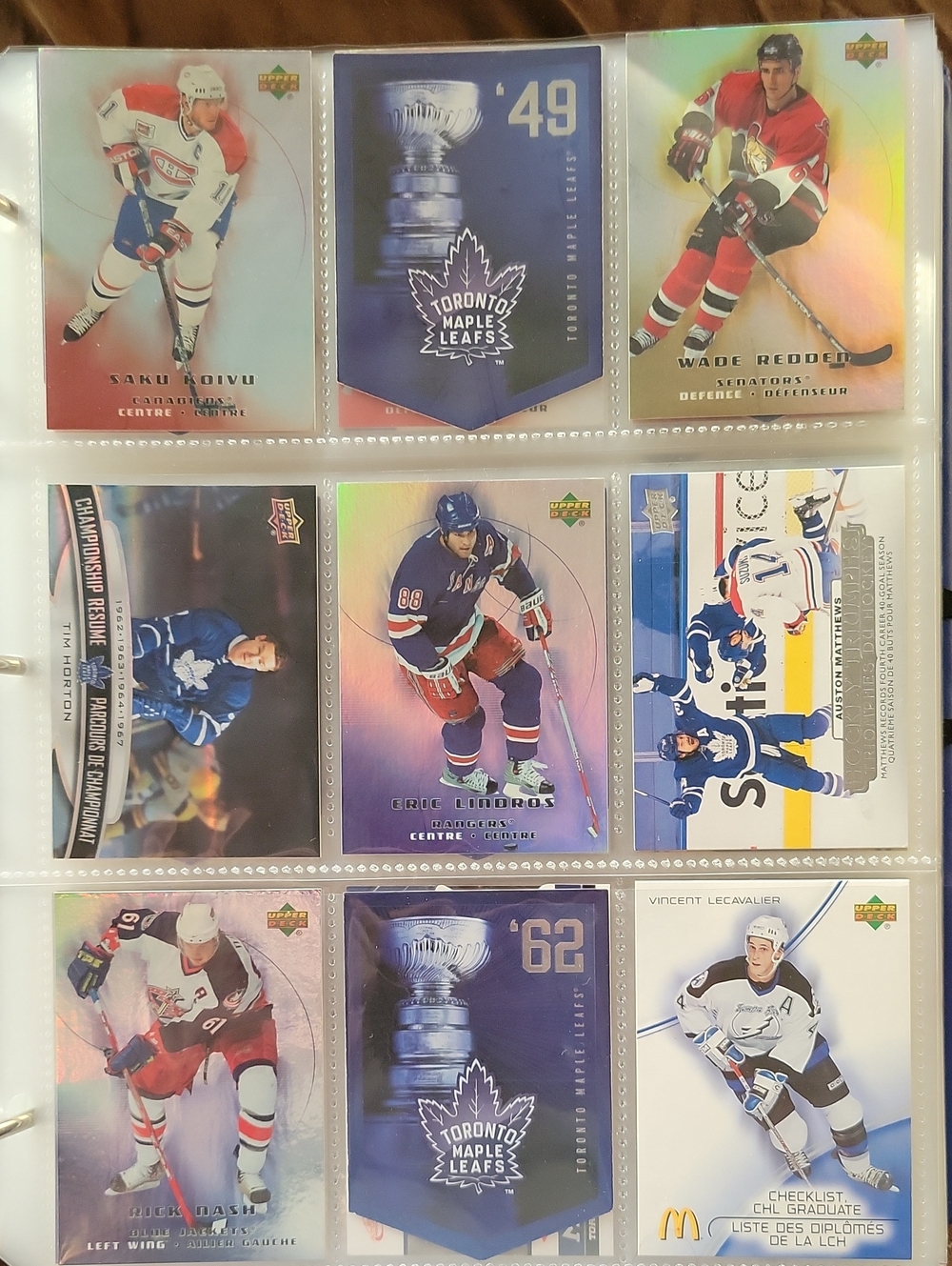 Hockey Trading Card Binder Page - Blue/White Collectible Cards